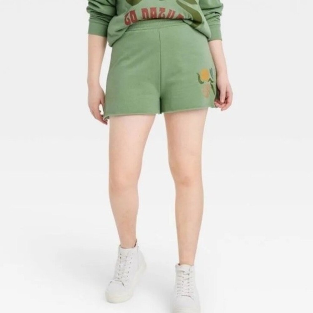 Desert Dreamer High Waist Be Kind To Nature Green Sweat Cotton Blend Short sz L